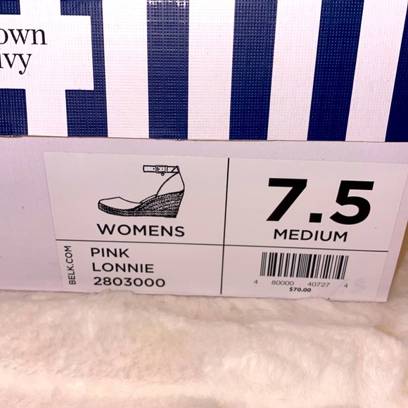 Crown & Ivy Espadrilles New in Box Sz 7.5 Espadrille Wedge Pink Red - Picture 13 of 14